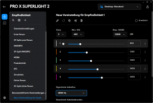 dpi-Einstellungen in der Software der Logitech G PRO X Superlight 2 Gaming-Maus