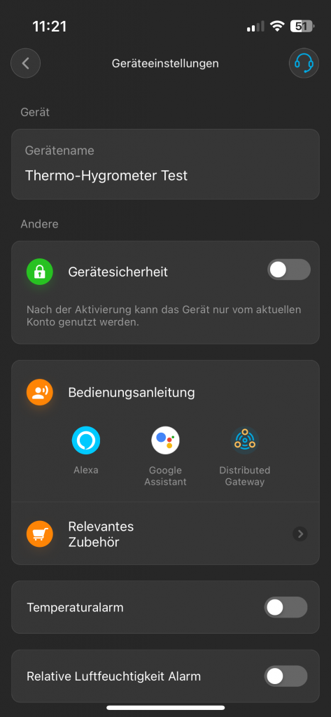 Govee H5179 Thermo-Hygrometer App Geräteeinstellungen