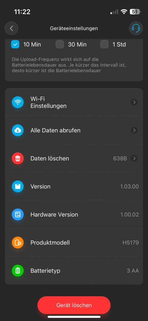 Govee H5179 Thermo-Hygrometer App Geräteeinstellungen-2