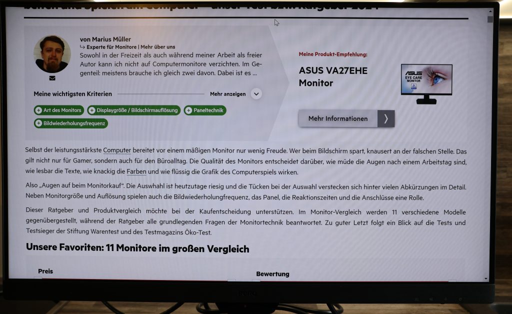 BenQ GW2790 Monitor Stern Seite Kodierung