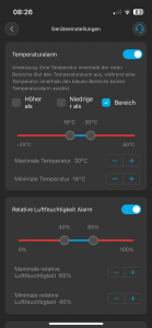 Govee H5179 Thermo-Hygrometer App Einstellung Alarmgrenzen