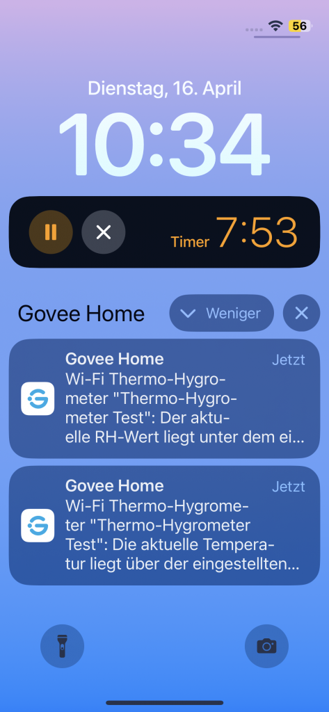 Govee H5179 Thermo-Hygrometer App Benachrichtigung bei Alarmgrenze