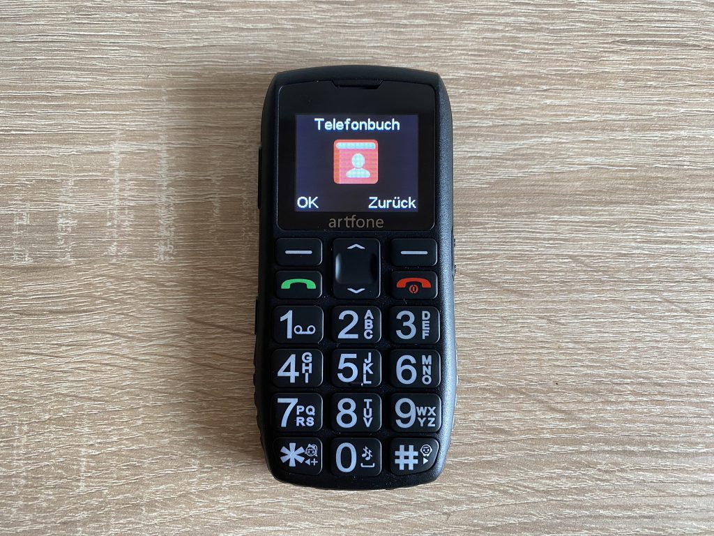 Artfone C1+ Seniorenhandy Menüpunkt Telefonbuch