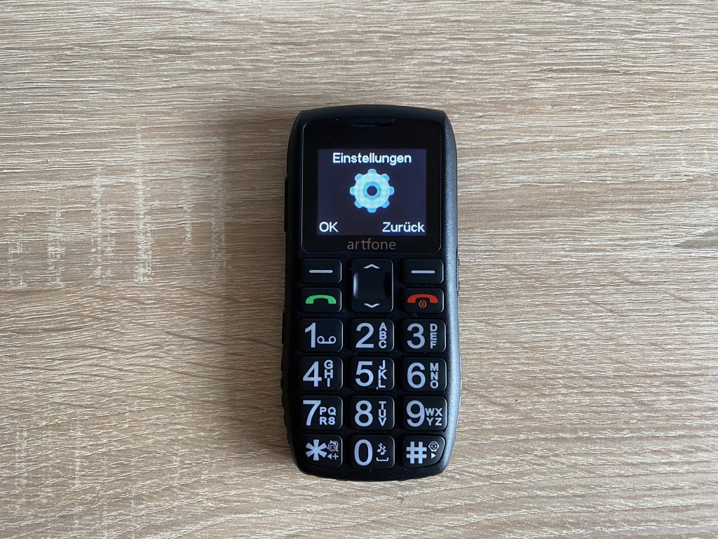 Artfone C1+ Seniorenhandy Menüpunkt Einstellungen