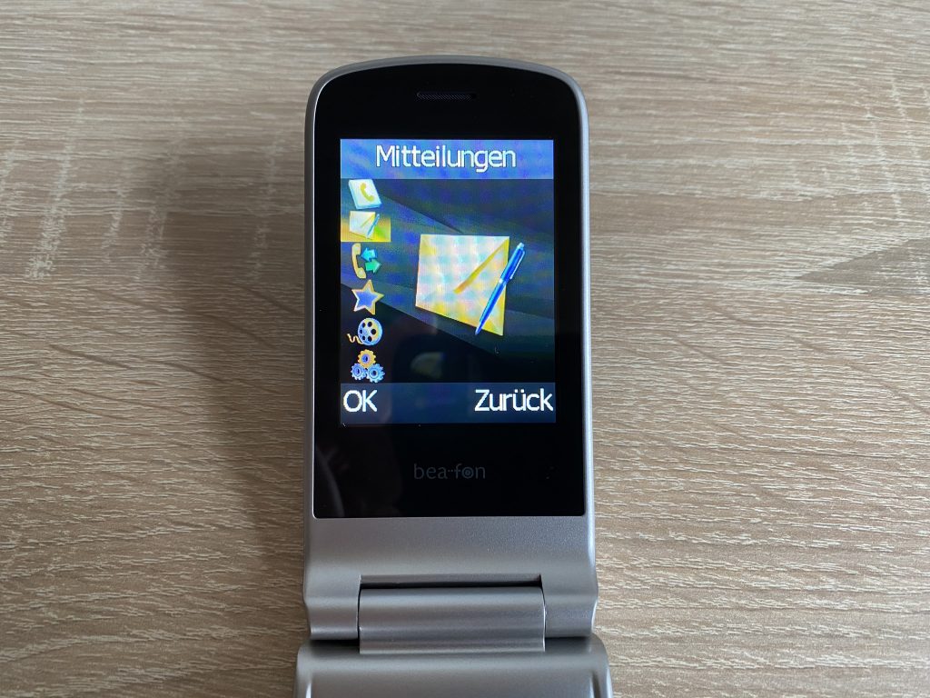 Beafon SL645 Seniorenhandy Menüpunkt Mitteilungen