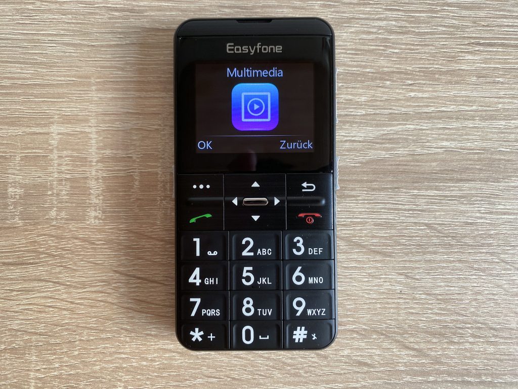Easyfone Prime-A7 Seniorenhandy Menüpunkt Multimedia
