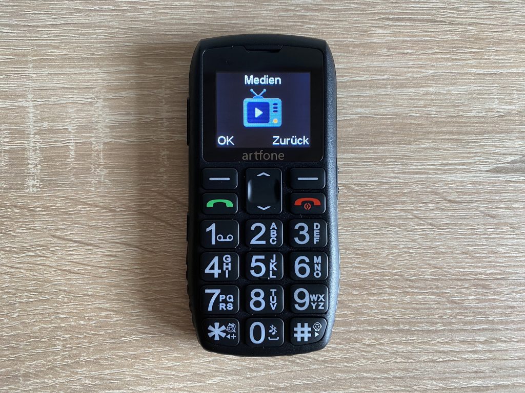 Artfone C1+ Seniorenhandy Menüpunkt Medien