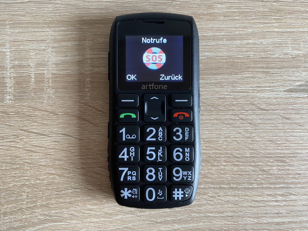 Artfone C1+ Seniorenhandy Menüpunkt Notrufe