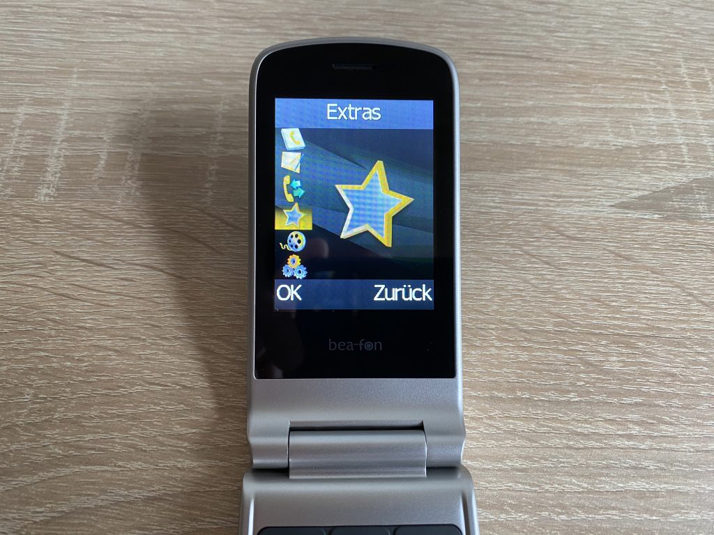 Beafon SL645 Seniorenhandy Menüpunkt Extras