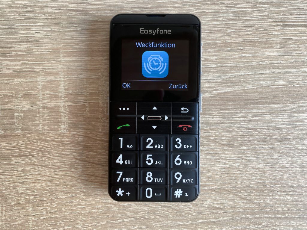 Easyfone Prime-A7 Seniorenhandy Menüpunkt Wecker