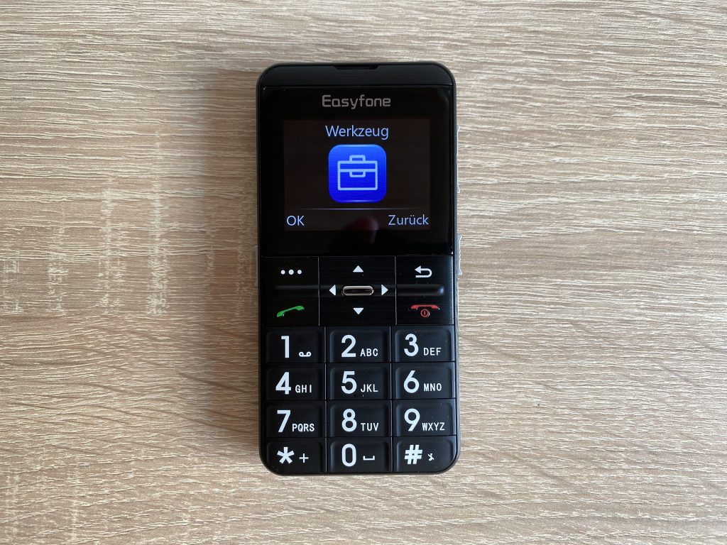 Easyfone Prime-A7 Seniorenhandy Menüpunkt Werkzeuge