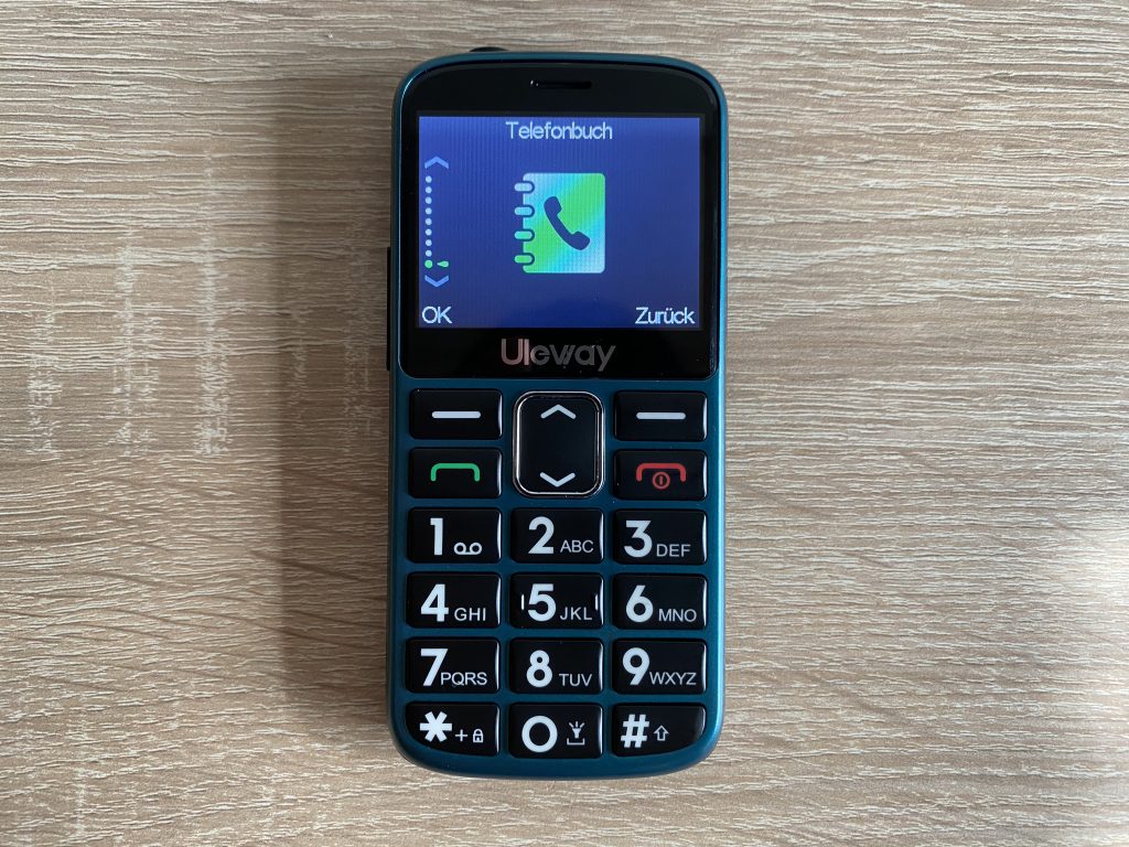 Uleway M2302 Seniorenhandy Menüpunkt Telefonbuch