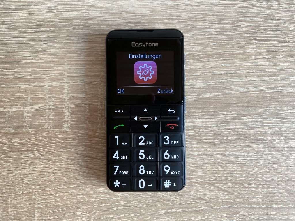 Easyfone Prime-A7 Seniorenhandy Menüpunkt Einstellungen