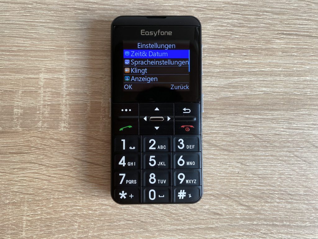 Easyfone Prime-A7 Seniorenhandy Menü Einstellungen