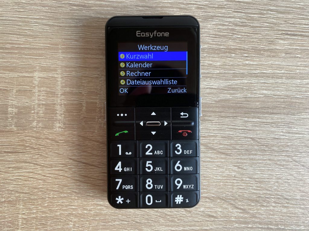 Easyfone Prime-A7 Seniorenhandy Menü Werkzeug