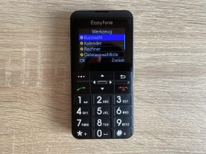 Easyfone Prime-A7 Seniorenhandy Menü Werkzeug