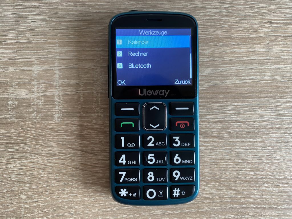 Uleway M2302 Seniorenhandy Menü Werkzeuge