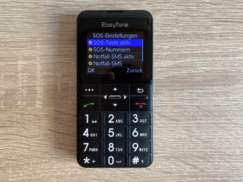 Easyfone Prime-A7 Seniorenhandy Menü SOS