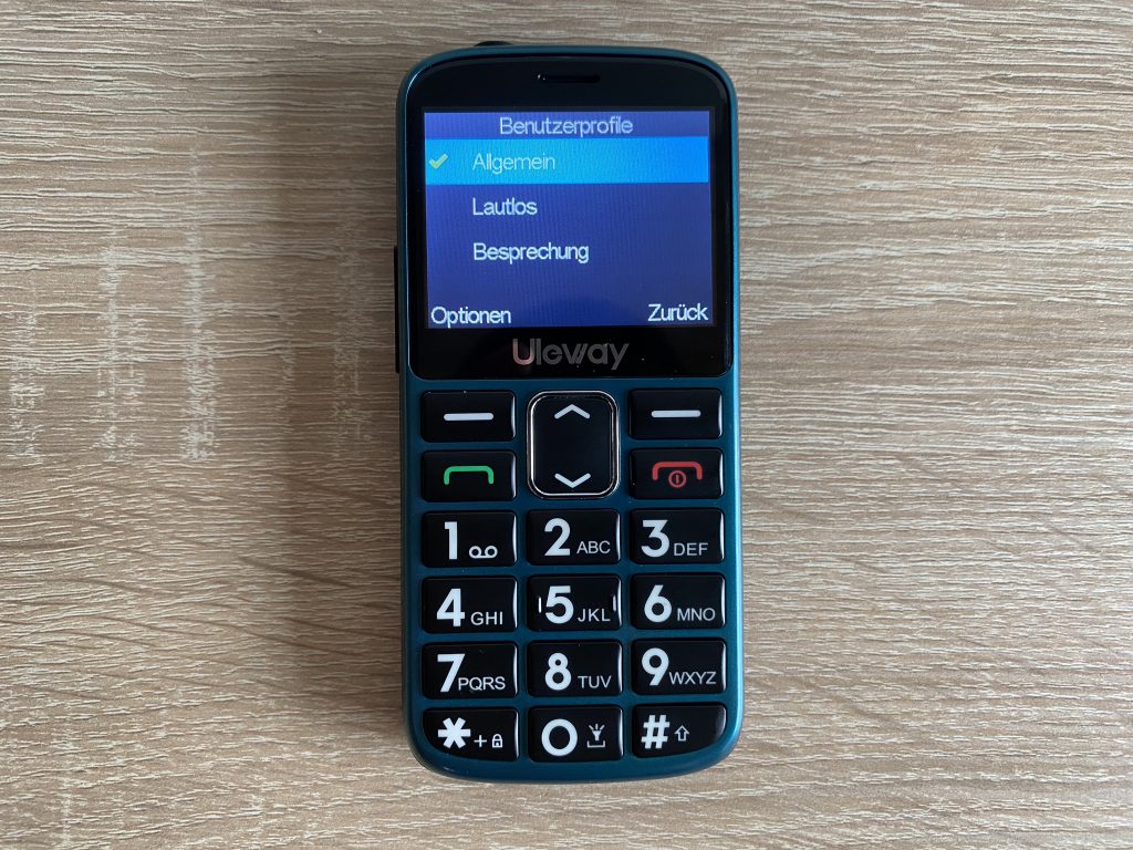 Uleway M2302 Seniorenhandy Menü Benutzerprofile