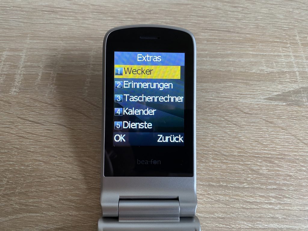 Beafon SL645 Seniorenhandy Menü Extras
