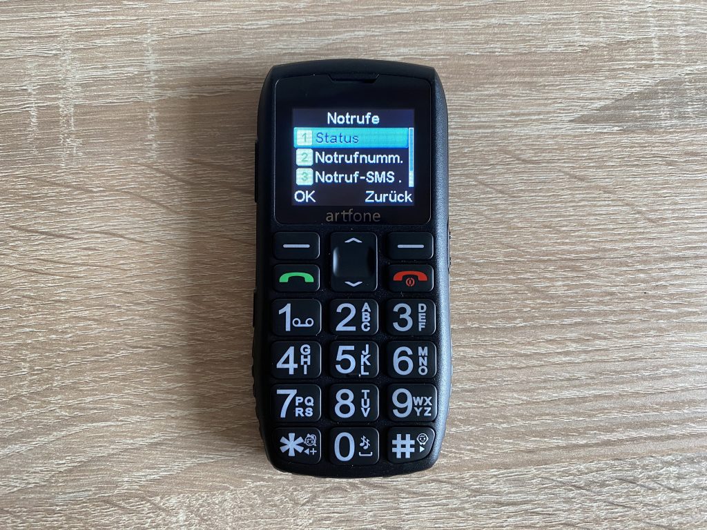 Artfone C1+ Seniorenhandy Menü Notrufe