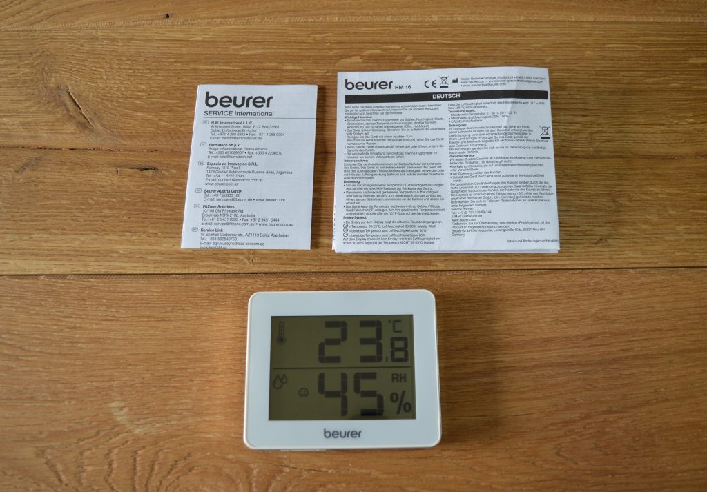 Beurer HM16 Thermo-Hygrometer Verpackungsinhalt