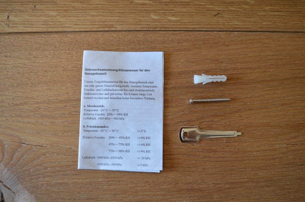 GardenMate Hygrometer und Barometer Verpackungsinhalt Einzelteile