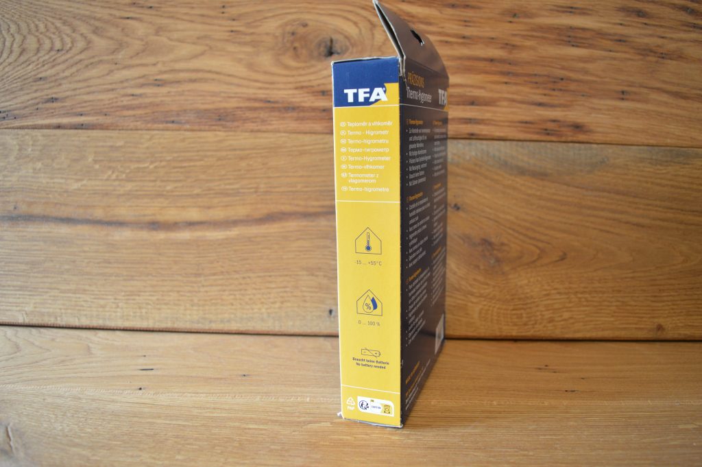 TFA Dostmann Präzisions Thermo-Hygrometer Verpackung Rechte Seite