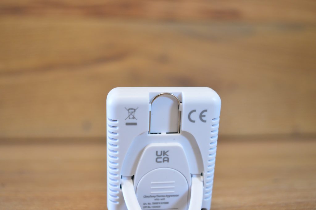 Bresser ClimaTemp Thermo-Hygrometer Rückansicht mit Standfuß