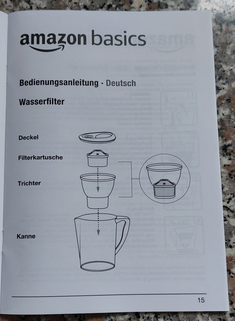 Amazon Basics 1030401 Wasserfilter Beschreibung deutscher Teil