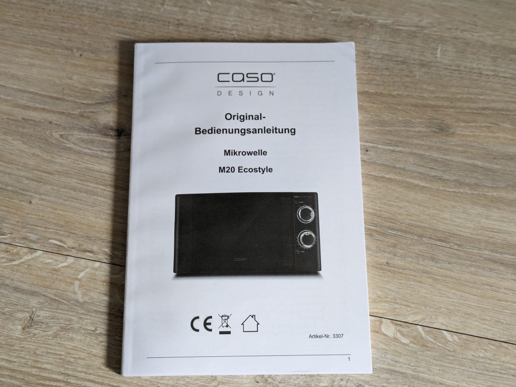 Anleitung der CASO Design M20 Ecostyle Mikrowelle