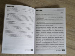 Anleitung der Orbegozo MI 2115 Mikrowelle, geöffnet