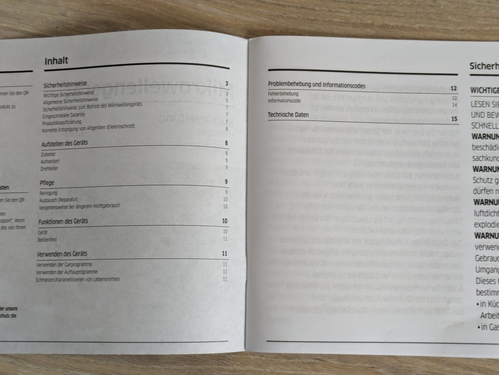 Anleitung der Samsung MS2AK3515ASEG Mikrowelle, geöffnet