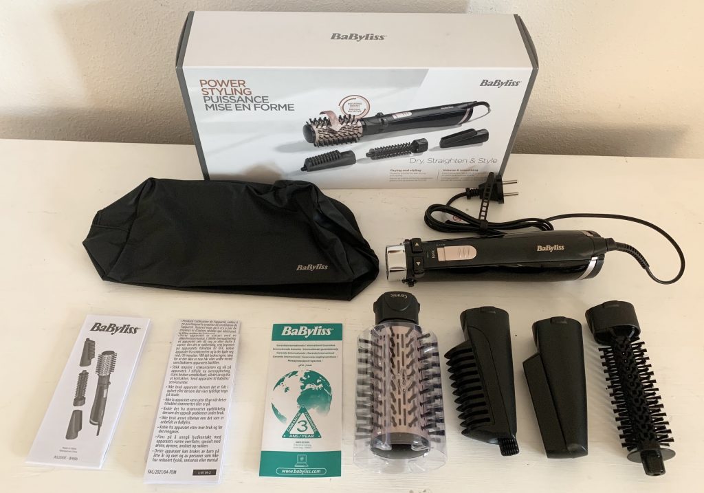 BaByliss AS200E Warmluftbürste ausgepackt mit Zubehör