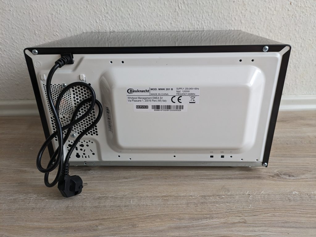 Bauknecht MWK 201 B Mikrowelle von hinten
