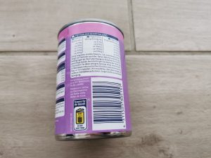 Edeka Feine Mahlzeit mit Lamm, Huhn, Nudeln und Karotten Dosenaufdruck hinten 2