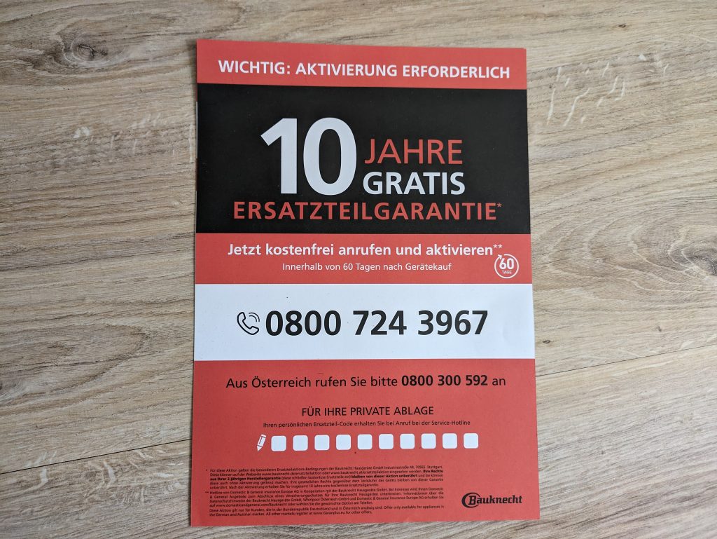 Garantie der Bauknecht MWK 201 B Mikrowelle