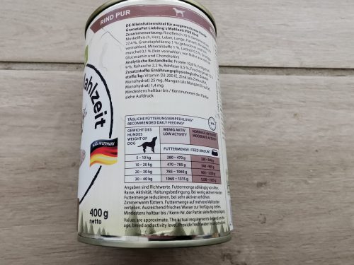 GranataPet Liebling’s Mahlzeit Huhn und Kürbis Hundefutter Dose von hinten 1
