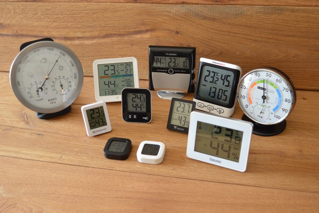 Hygrometer-Test Gesamtbild der getesteten Hygrometer