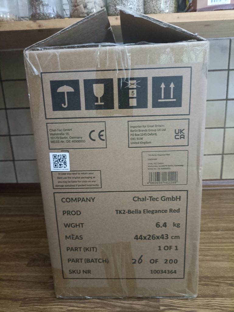 Klarstein Bella Elegance Küchenmaschine, Verpackung Seitenansicht
