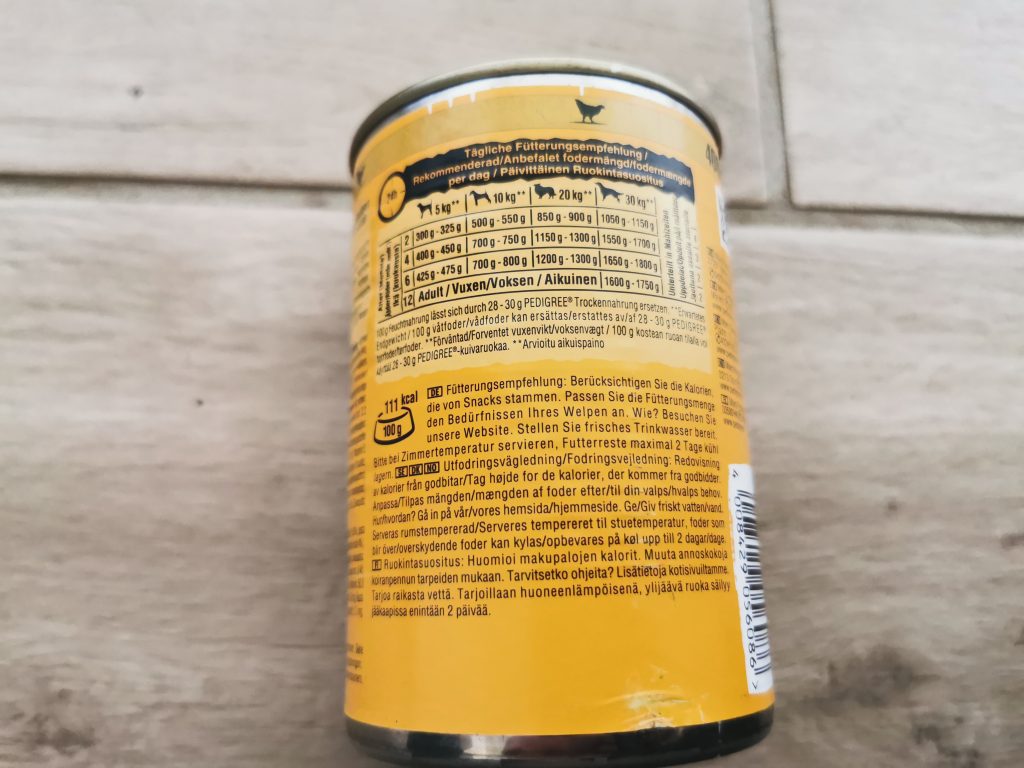 Pedigree Junior Pastete mit Geflügel Hundefutter Dose von hinten