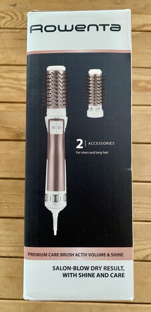 Rowenta Premium Care Brush Activ Volume & Shine CF9540 Warmluftbürste im Karton von der Seite