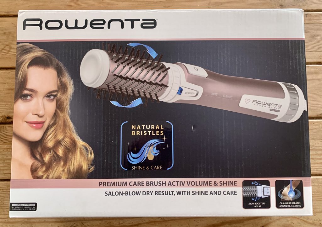 Rowenta Premium Care Brush Activ Volume & Shine CF9540 Warmluftbürste im Karton von vorne