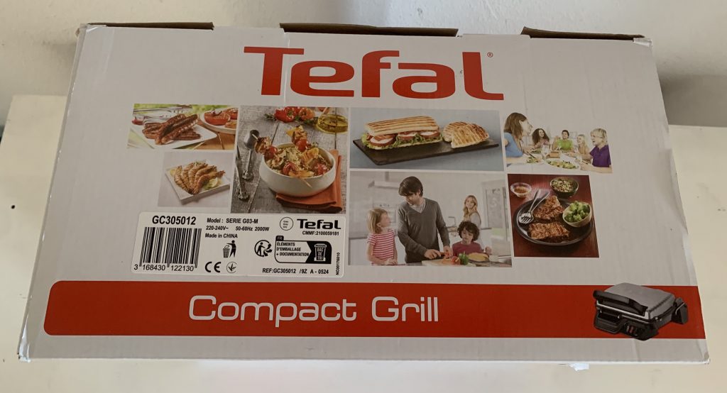 Tefal GC3050 2-in-1-Kontaktgrill im Karton von oben