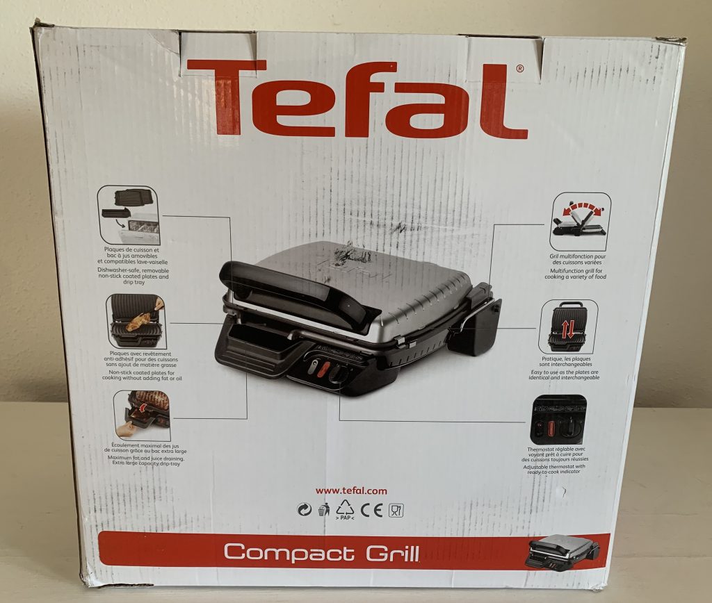 Tefal GC3050 2-in-1-Kontaktgrill im Karton von vorne
