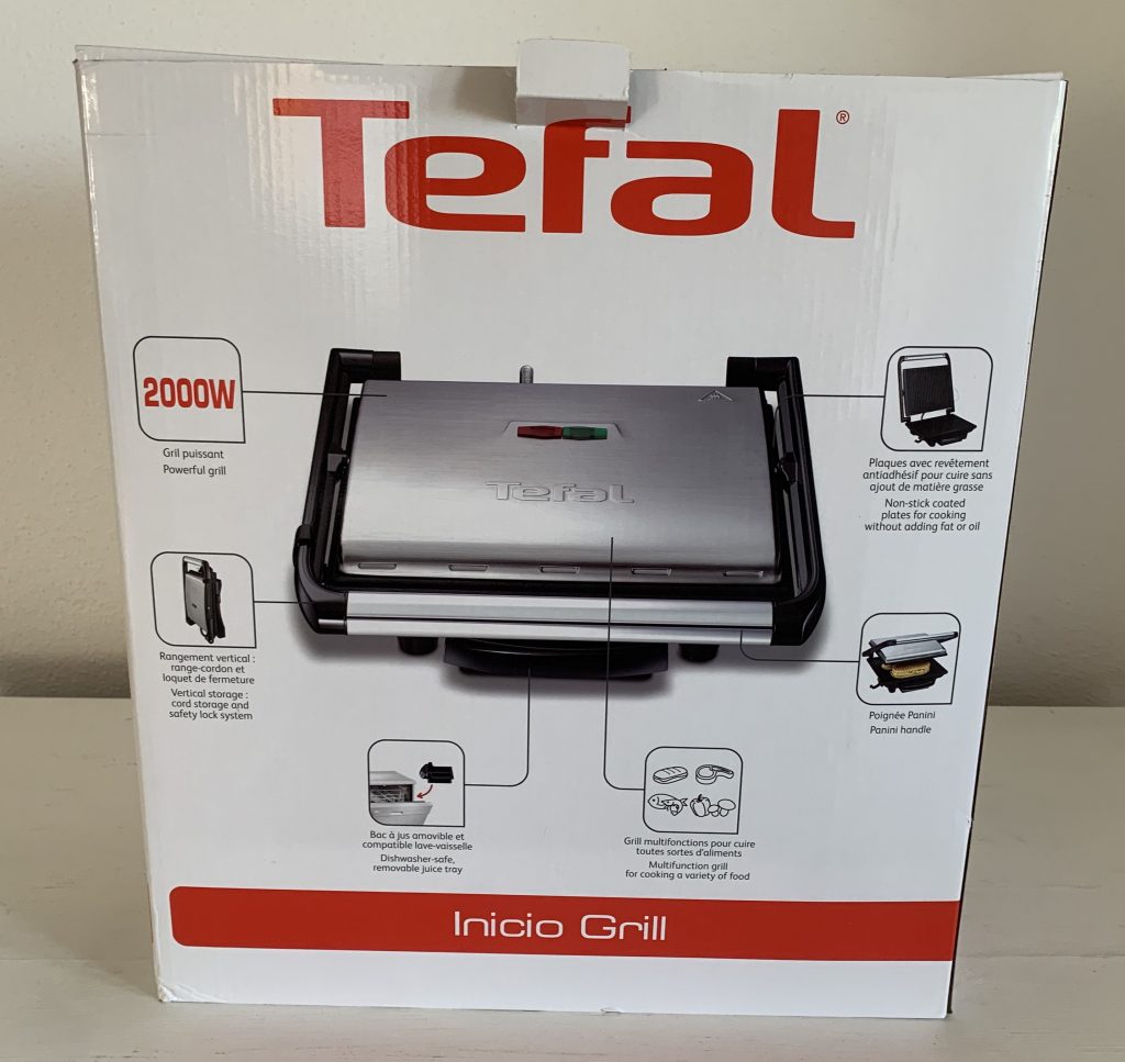 Tefal Inicio GC241D Kontaktgrill im Karton von hinten