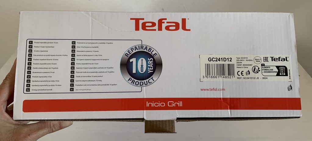 Tefal Inicio GC241D Kontaktgrill im Karton von oben