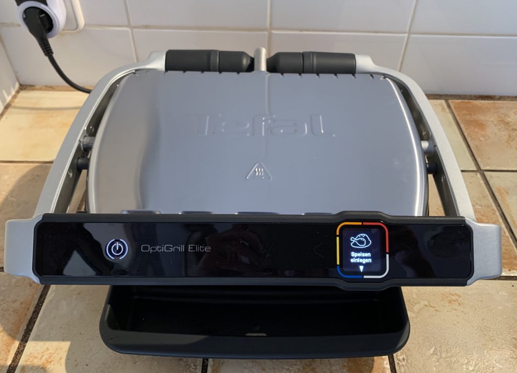 Tefal OptiGrill Elite GC750D16 Kontaktgrill Display zeigt Betriebsbereitschaft an