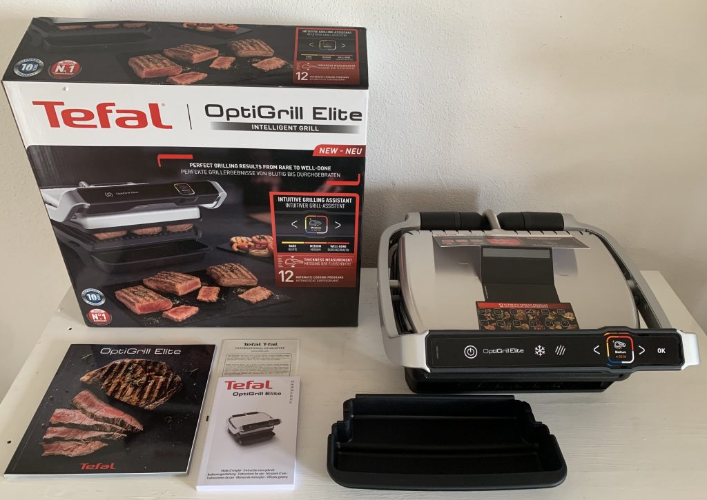 Tefal OptiGrill Elite GC750D16 Kontaktgrill ausgepackt mit Zubehör