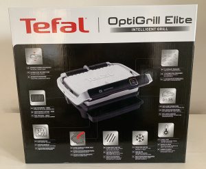Tefal OptiGrill Elite GC750D16 Kontaktgrill im Karton von hinten